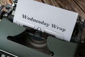 An old typewriter with 'Wednesday Wrap' typed onto the page, because apparently even the DWP news deserves a bit of vintage flair.